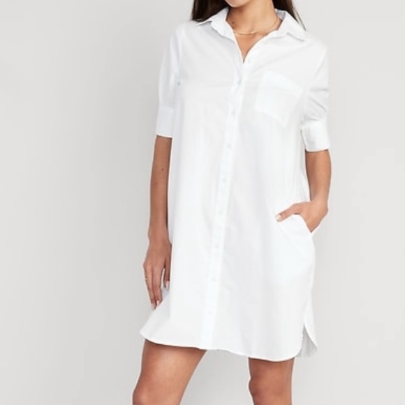 NWT Short Sleeve White Shirtdress, Size XXL - Picture 1 of 12